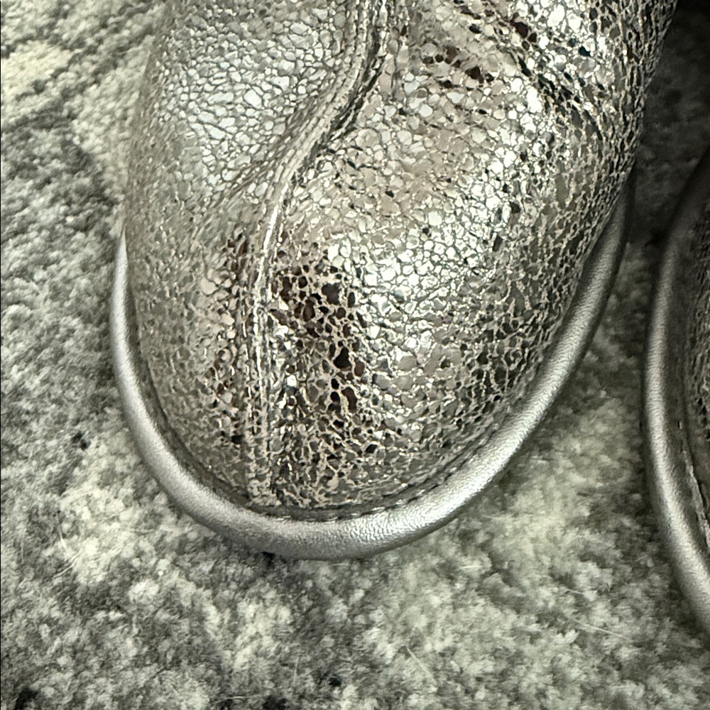 UGG Metallic Silver Slippers with Dark Gray Fur - Picture 6 of 7